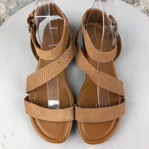 Franco Sarto Women's Size 7.5** Tan Leather Snake Embossed Flats Sandals - Picture 5 of 13